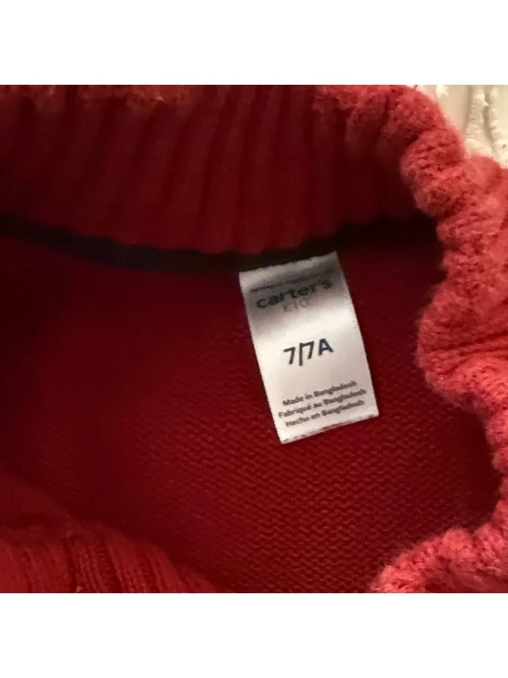 Red Knit Sweater with Button Collar